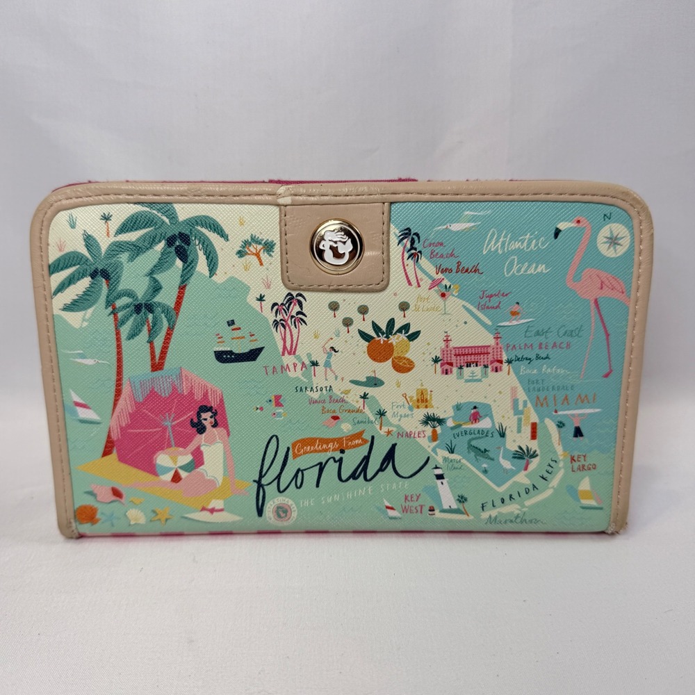 Spartina 449 Greetings From Florida Snap Wallet Womens Multi Color Florida Map